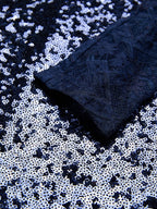 Navy Blue Lace Sequin Crew Neck Long Sleeve Sheath Maxi Dress