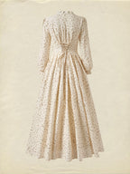 Linen Maxi Dress, Long Sleeves, V Neck, Botton Down, Floral, Apricot