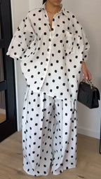 Women's Loose Casual Polka-Dot Set