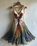 Summer vacation Viking theme print irregular design dress acf1