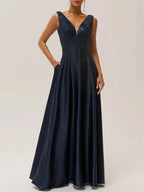 Purplish Blue Sequin A-Line Gown Satin Mother of the Bride or Groom Dress
