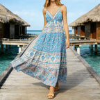 Boho Paisley Patchwork Patterns Maxi Suspender Dress