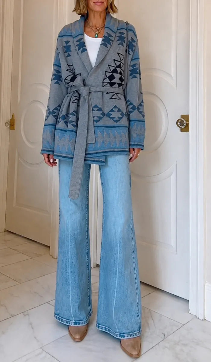 Aztec Knit Wrap Cardigan