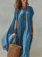 Bohemian Lake Blue Flowing Long Dress