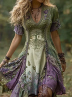 Women's Vintage Viking Tree Of Life Gradient Midi Dress