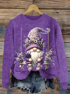 Women's Alzheimer Purple Floral Gnome Sweater