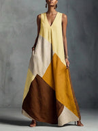 Casual & Stylish Color-block Sleeveless Maxi Dress