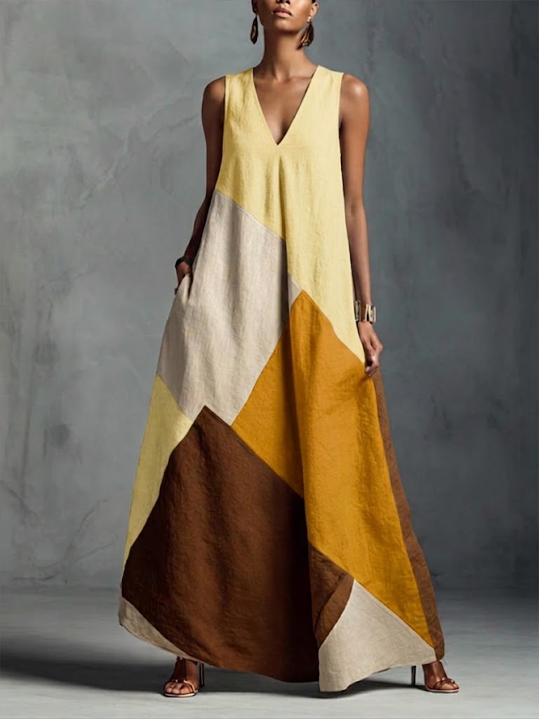 Casual & Stylish Color-block Sleeveless Maxi Dress