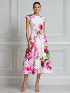Blossom Muse Floral Fit-and-Flare Midi Dress