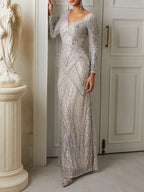 Champagne Mermaid Gown Silver Sequin Dress