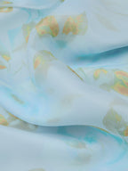 Light Blue Floral 3D Floral Tulle Strapless Sleeveless A-Line Floor-length Gown Dress