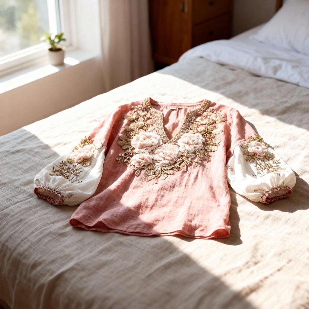 Boho Printed Blouse Vintage Floral Top