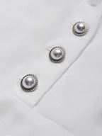 Linen Maxi Dress, Half Sleeve, Shawl Collar, Plain, Vintage, White