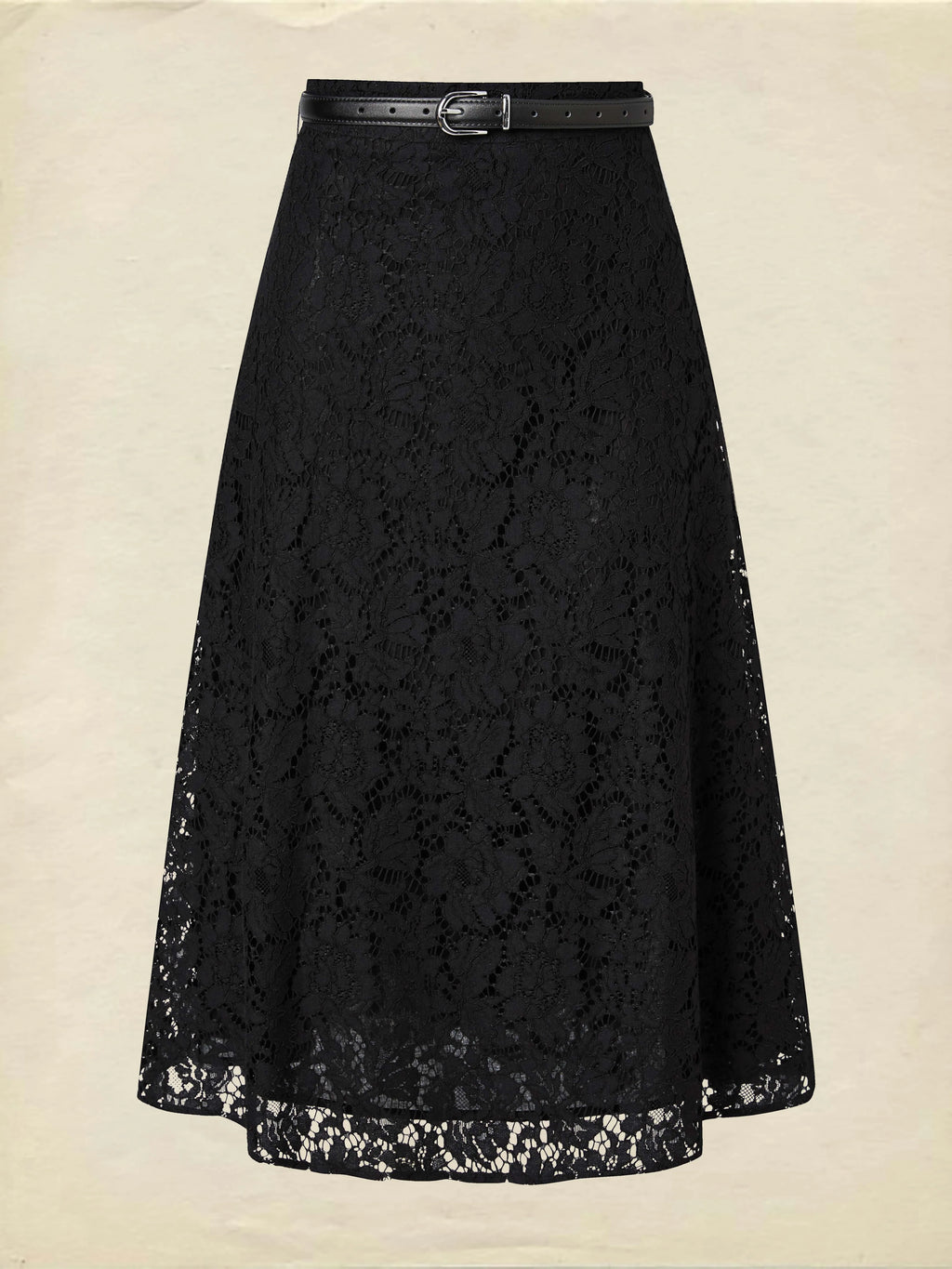 Maxi  Skirt, Floral, Lace, Vacation, Vintage, Black