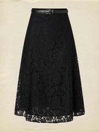 Maxi  Skirt, Floral, Lace, Vacation, Vintage, Black