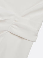 White Sequin Ruched Classic Boat Neck Sleeveless A-Line Midi Dress