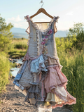 Summer Handmade Floral Plaid Patchwork Dress 2906