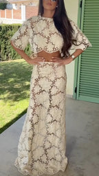 Floral Lace Two‑Piece Maxi Skirt Set
