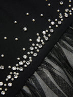 Black Hot Drilling Classic Tulle Strapless Sleeveless A-Line Gown Dress