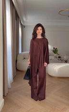 Cape Sleeve Wide-Leg Pants Set