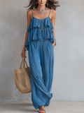 Airy Tiered Ruffle Strap Pants Set