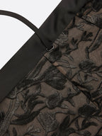 Black Lace Embroidery Sheer Mesh V Neck Sleeveless Wrap Sheath Maxi Dress
