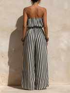 Striped Bandeau Wide-Leg Jumpsuit