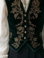 Quietly Luxurious Embroidered Polyester Velvet Vest