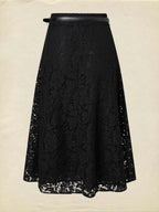 Maxi  Skirt, Floral, Lace, Vacation, Vintage, Black