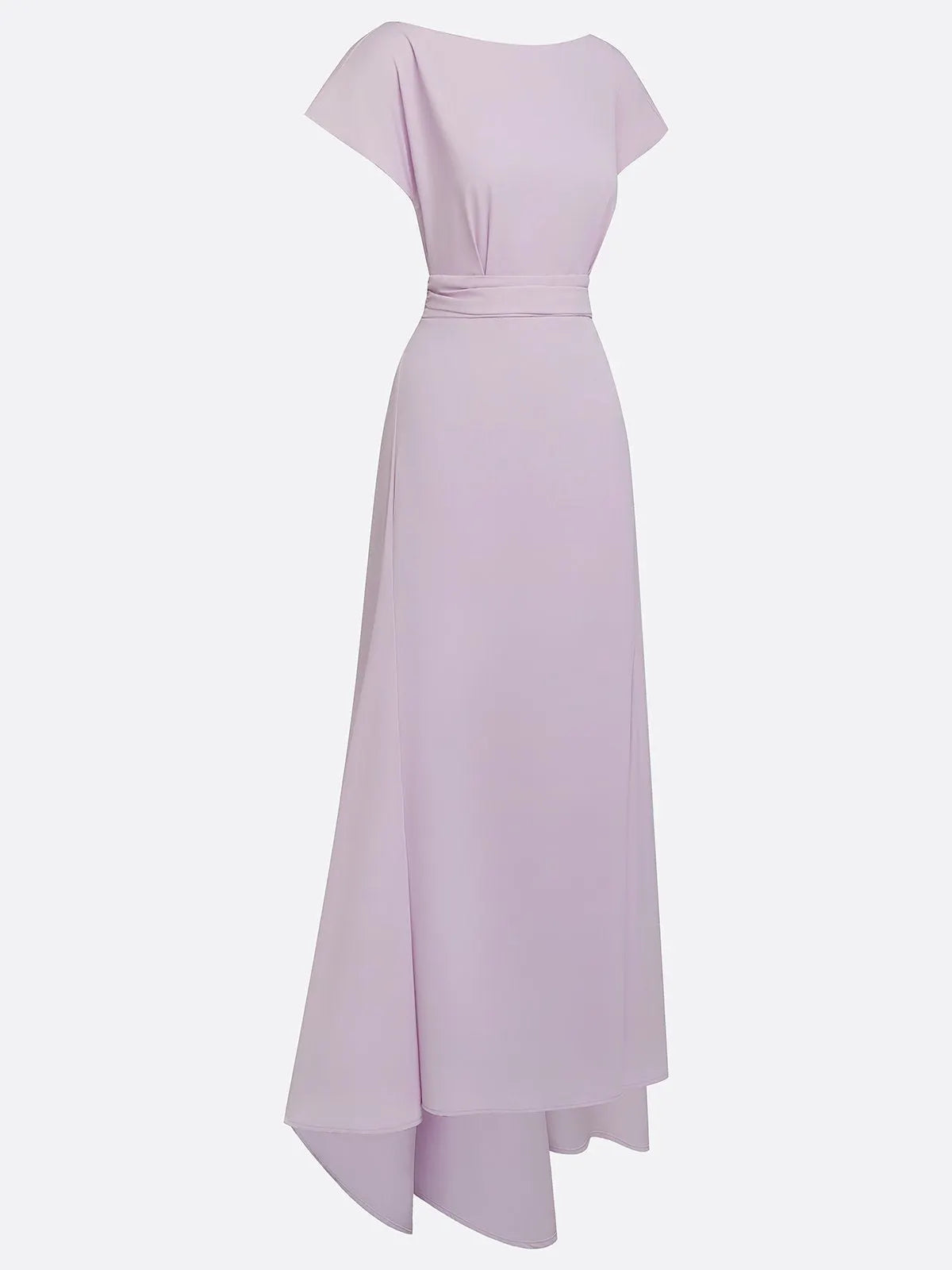 lavender Ruched Classic Boat Neck Cap Sleeve Raglan Sleeves Mermaid Floor-length Gown Dress