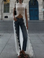 Lace High Low Maxi Longline Top