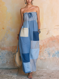 Halter Neck Cotton LinenMaxi Dress With Flowy Silhouette