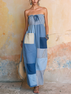 Halter Neck Cotton LinenMaxi Dress With Flowy Silhouette