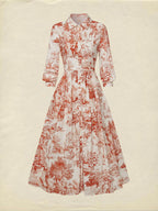 Maxi Linen Dress, Half Sleeve, Shawl Collar, Floral, Button Design, French Vintage, White