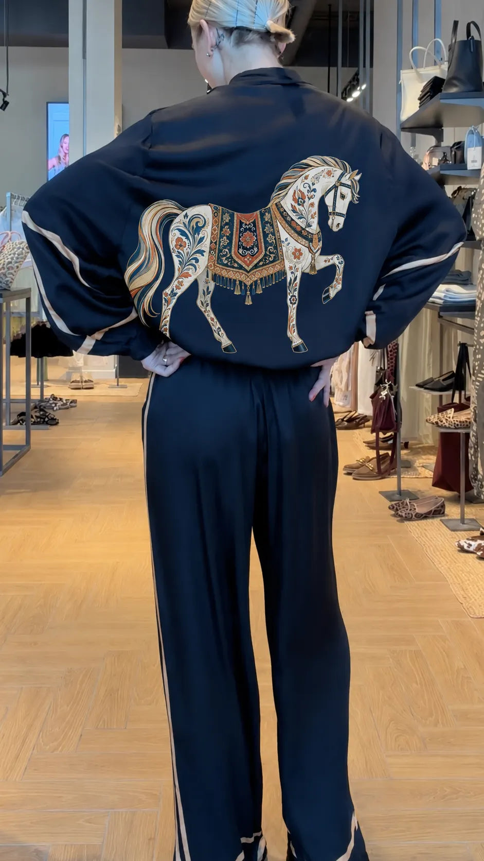 Women's Printed Satin Casual Chic Matching Set