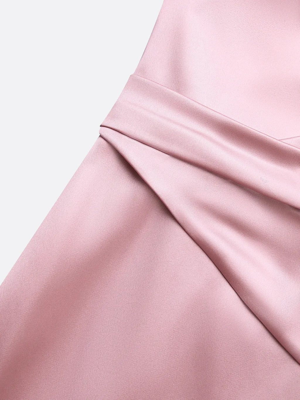 Pink Satin One Shoulder Sleeveless Sheath Gown Dress
