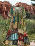 Vintage Summer Print Holiday Everyday Dress 7e47