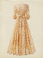 Maxi Linen Dress, Long Sleeves, V Neck, Cottagecore, Linen Blend, Apricot