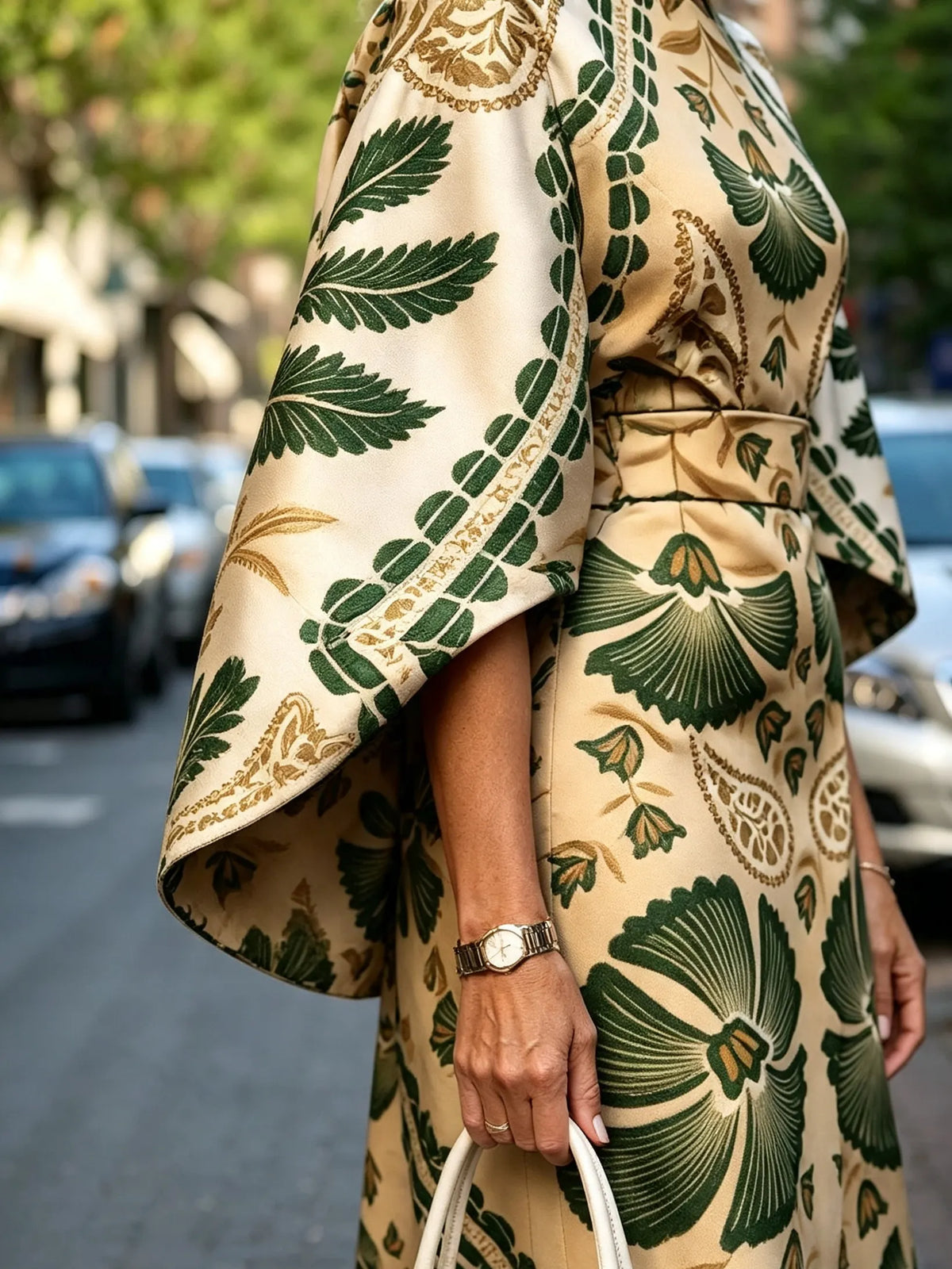 Formal Dress Hip Wrap Skirt Waist Party Skirt Round Neck Sleeve Design Dress