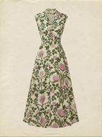 (SIZE:XS-XXL) Midi Linen Dress , Cap Sleeves, Shawl Collar, Floral, Button Design, Vintage, Green