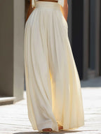 Cropped Overlay Top & Flowing Wide-Leg Pants Set