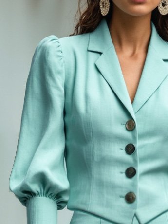 Cotton Blazer, Half Sleeve, Lapel Collar, Plain, Button Design, Vintage, mint