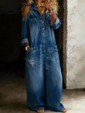 Women's Casual Off-shoulder Denim Jumpsuit