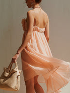 Blush Pink 3D Floral Cotton Mini Dress