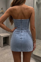 Denim Corset & Mini Skirt Two Piece Set