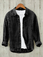 Japanese Traditional Sashiko Art Linen Blend Blouse