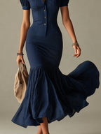 Elegant Striped Slim-fit Mermaid Maxi Dress