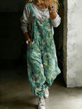 Women’s Dandelion Print Casual One Piece Denim Jumpsuit