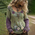 Classy Gradient Purple Lavender And Floral Embroidered Sweater