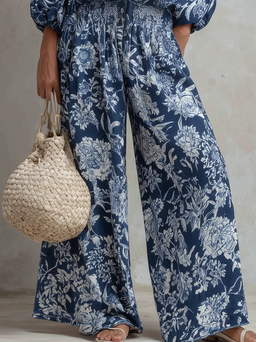 Effortless Floral Print Wide-Leg Set